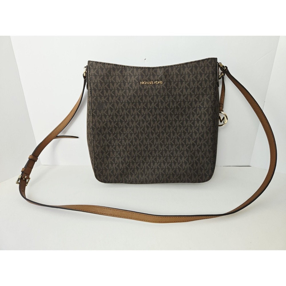 Michael Kors purse handbag MK Logo brown Jet Set Messenger